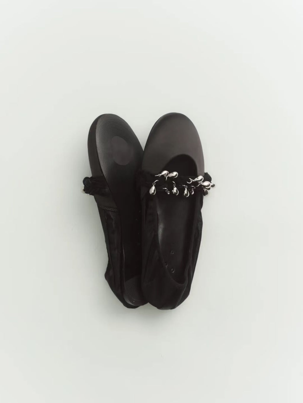 Black Silk Ballet Flats