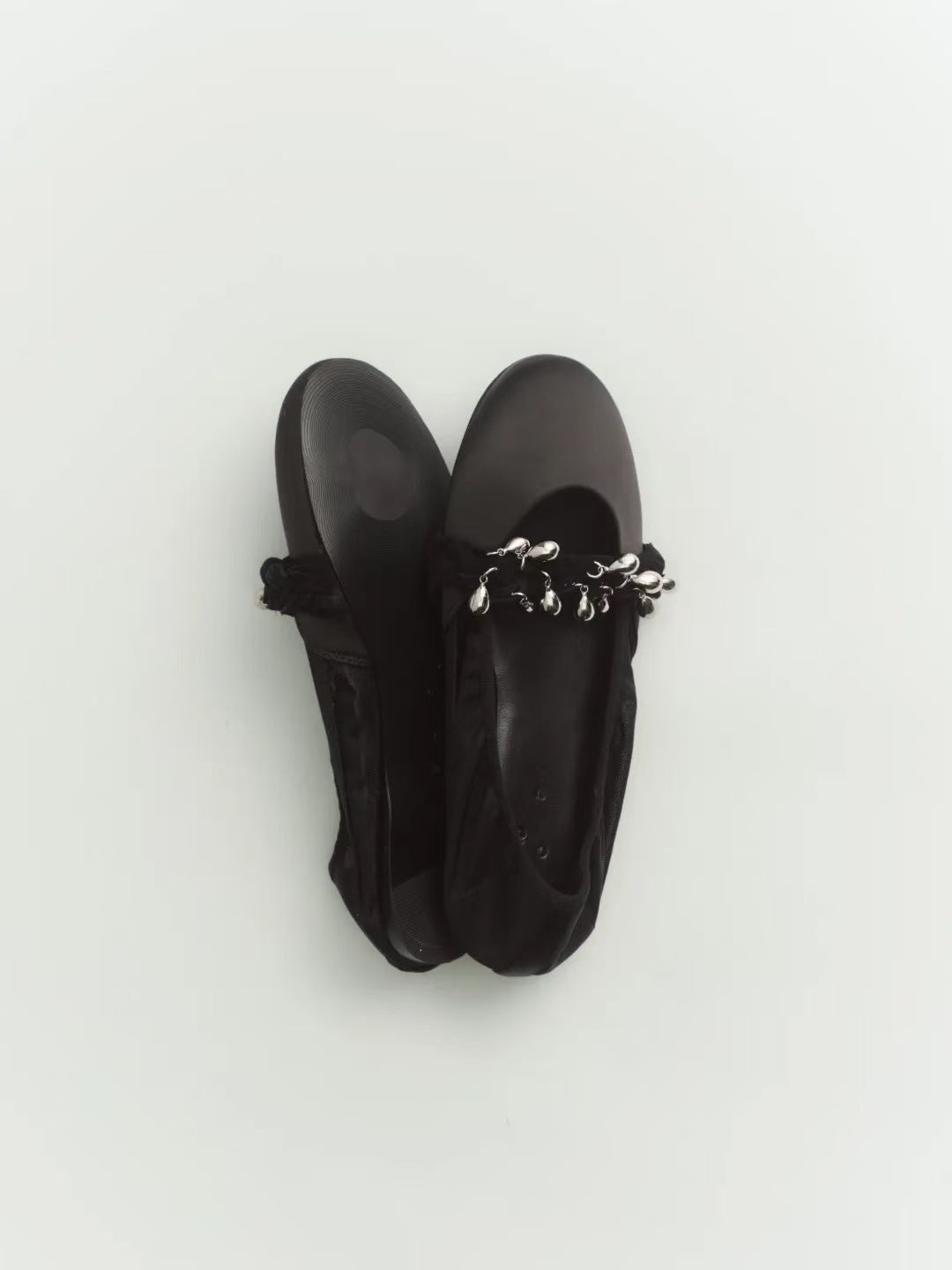 Black Silk Ballet Flats