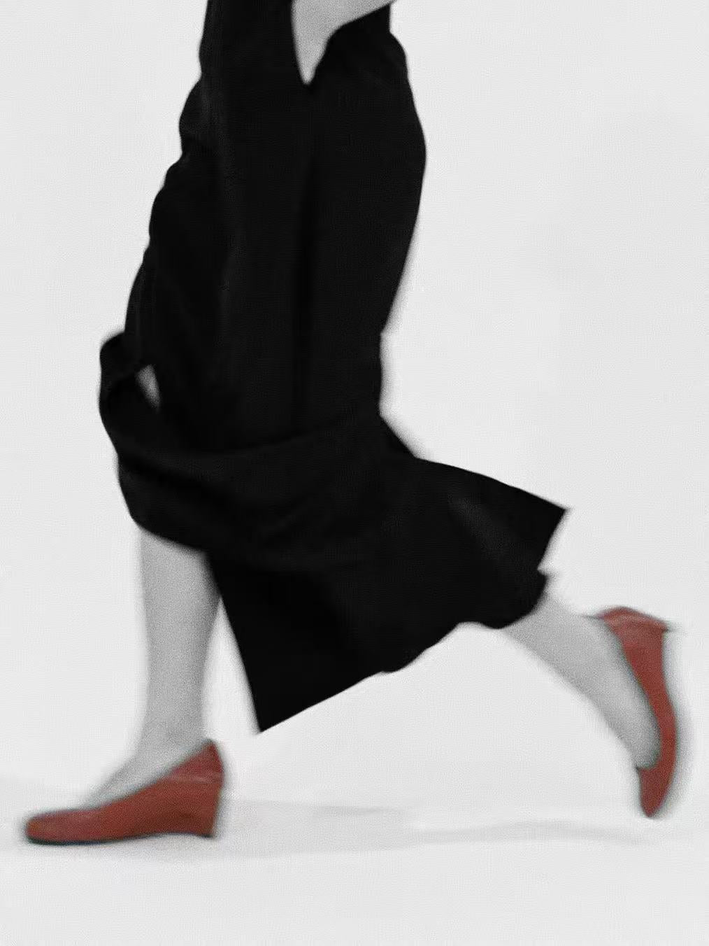 Red Calfskin Wedge Heel Shoes