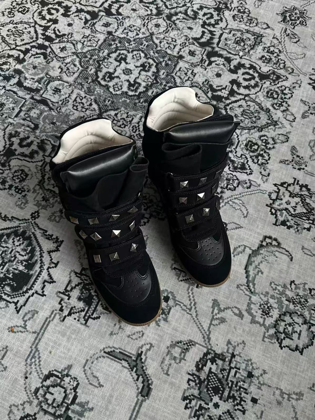 Shadow Rivet High-Top Wedge Boots