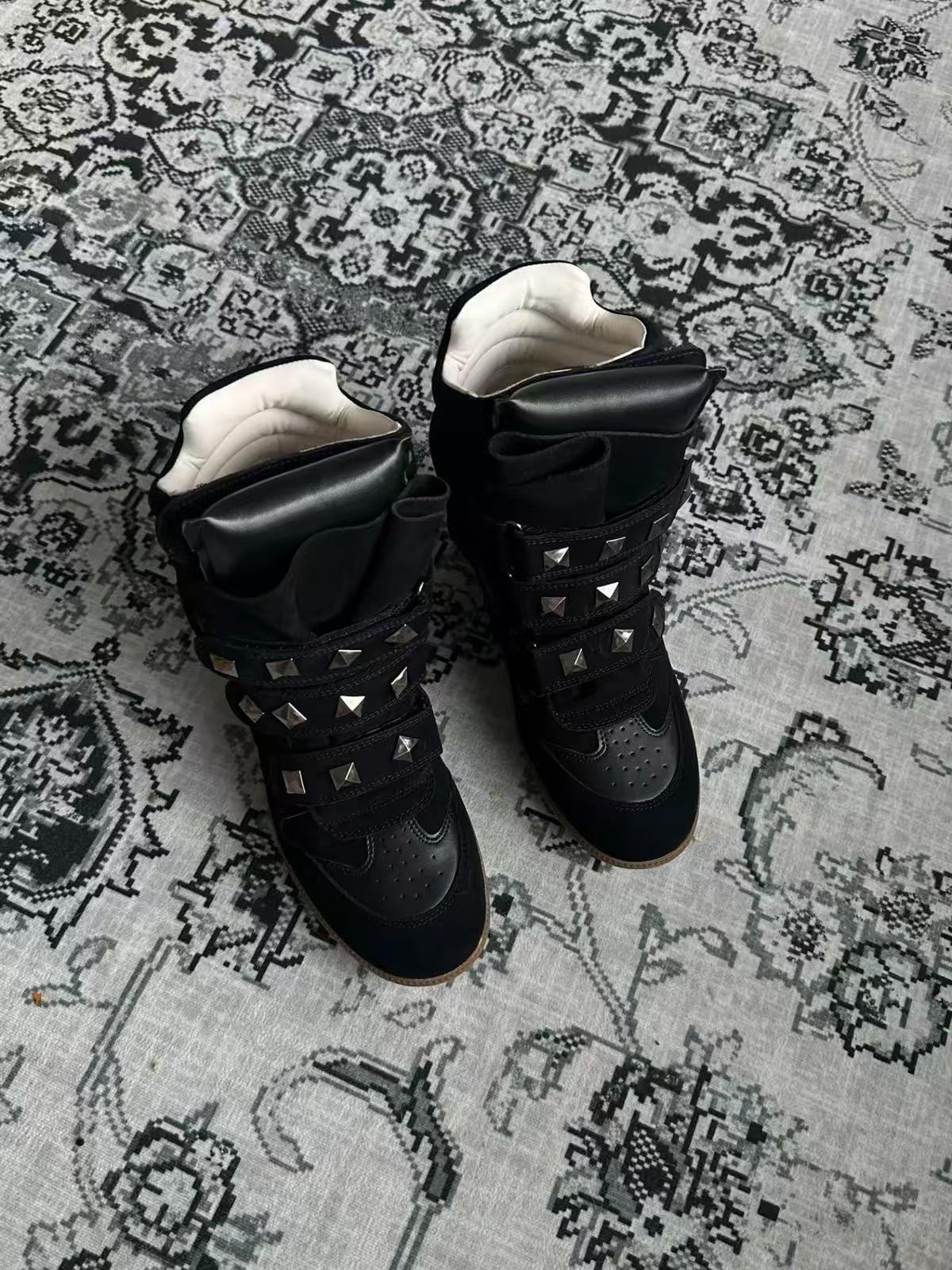Shadow Rivet High-Top Wedge Boots
