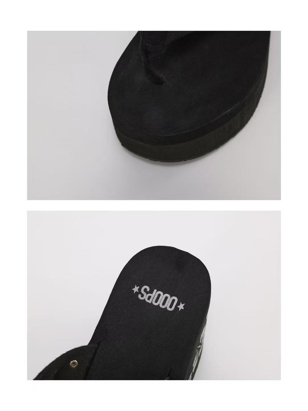 Ooops333 Y2K Star & Hibiscus Charm Platform Sandals | Retro Wedge Flip Flops