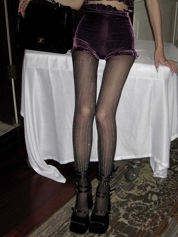 Glittering Rhinestone Tights