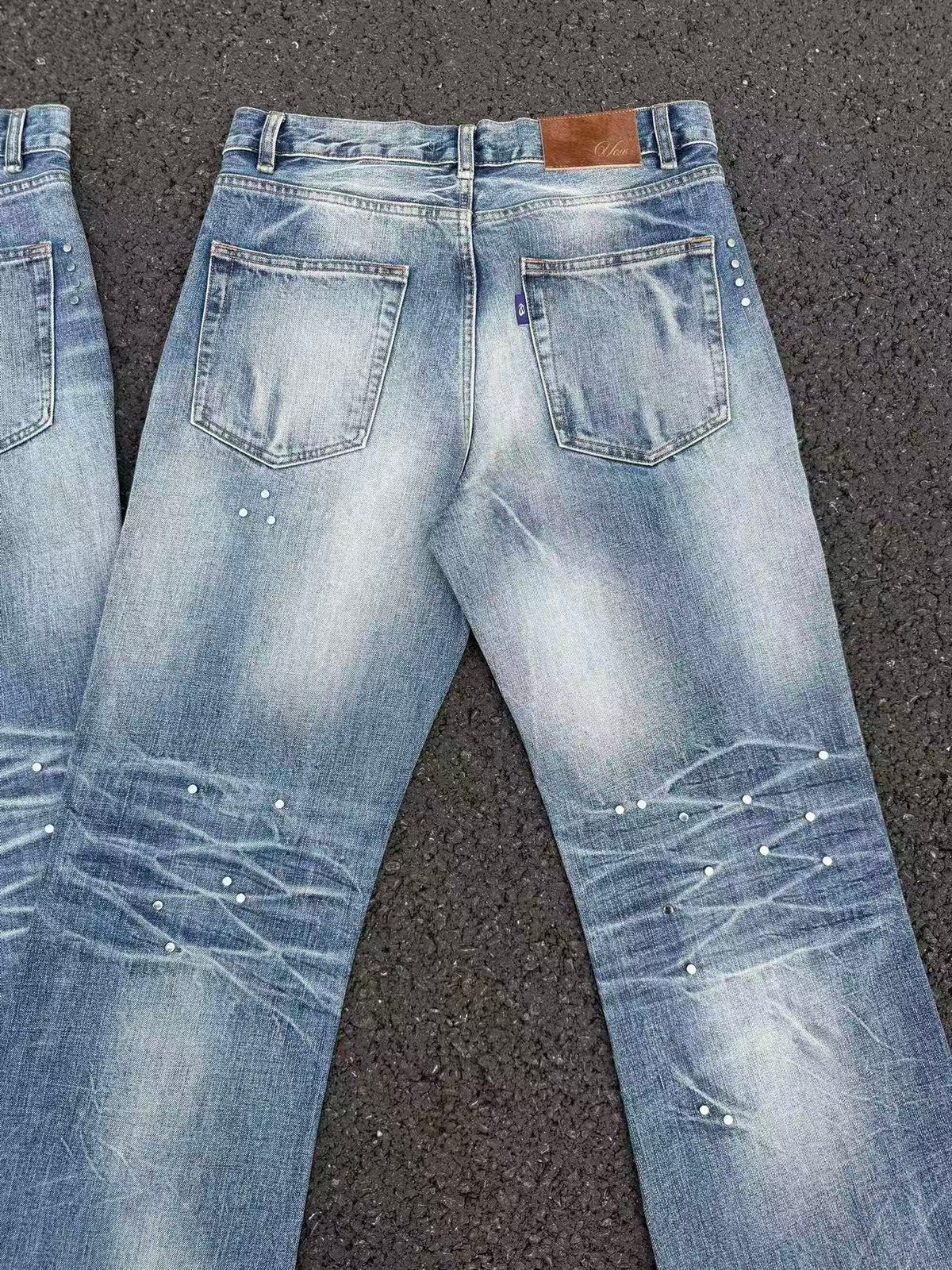 Frosted Glacier Fresh-Wash Distressed Whisker  Flare-Leg Jeans