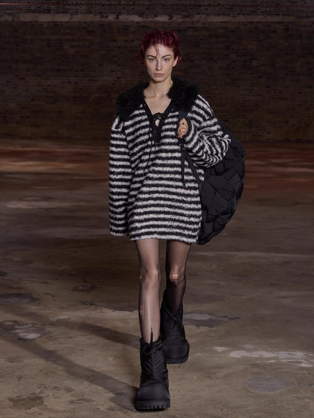 24ANS Detachable Collar Striped Knit Sweater