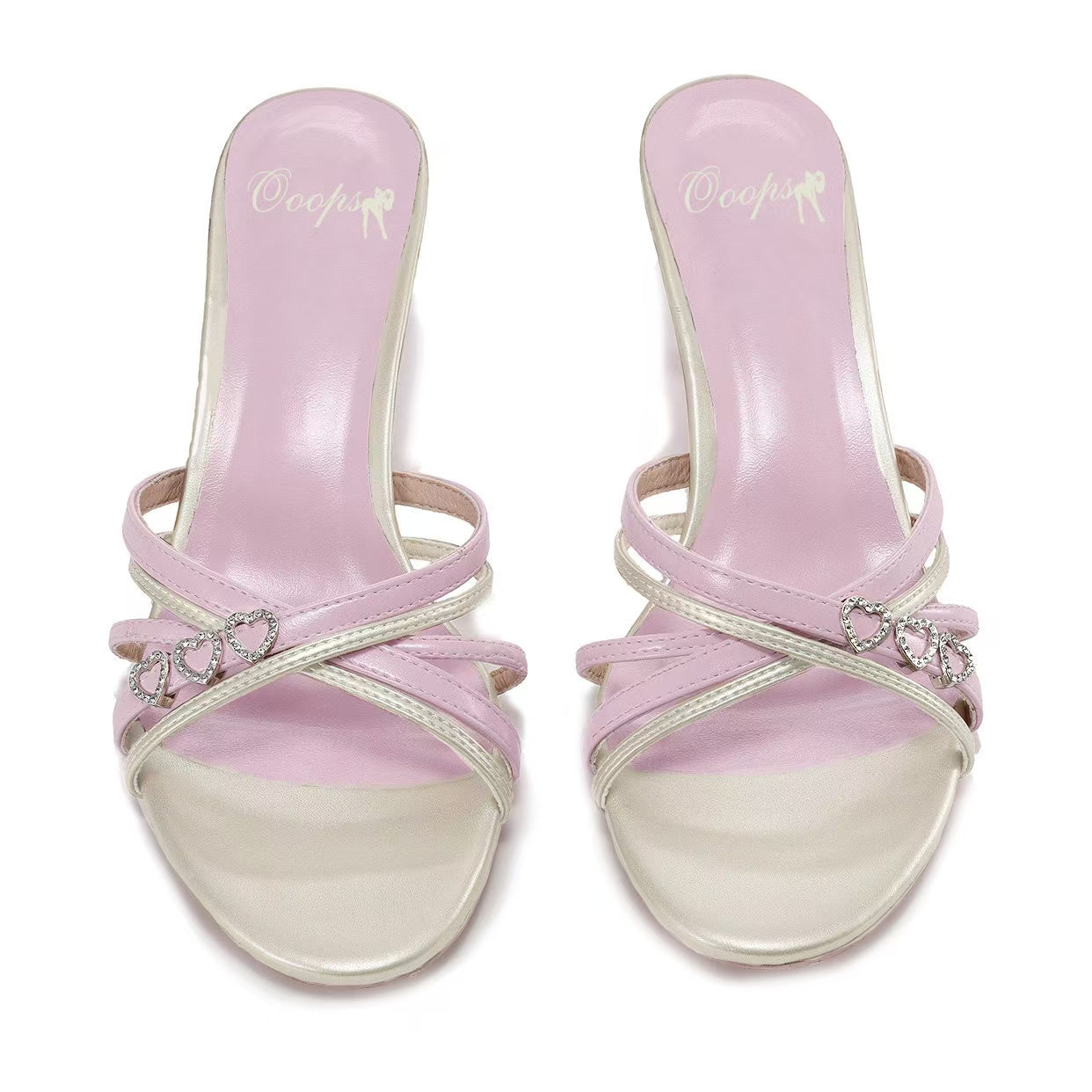 Ooops333 Coquette Bow Rhinestone Heart Heels