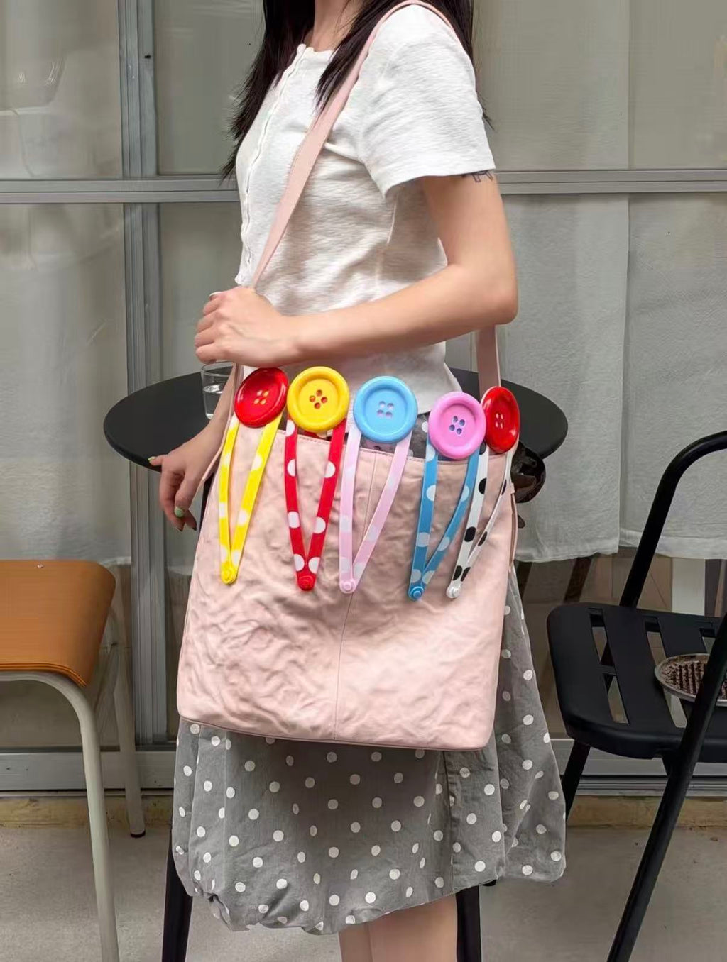 POLKA DOT BUTTON OVERSIZED HAIR CLIPS / HAIR PIN