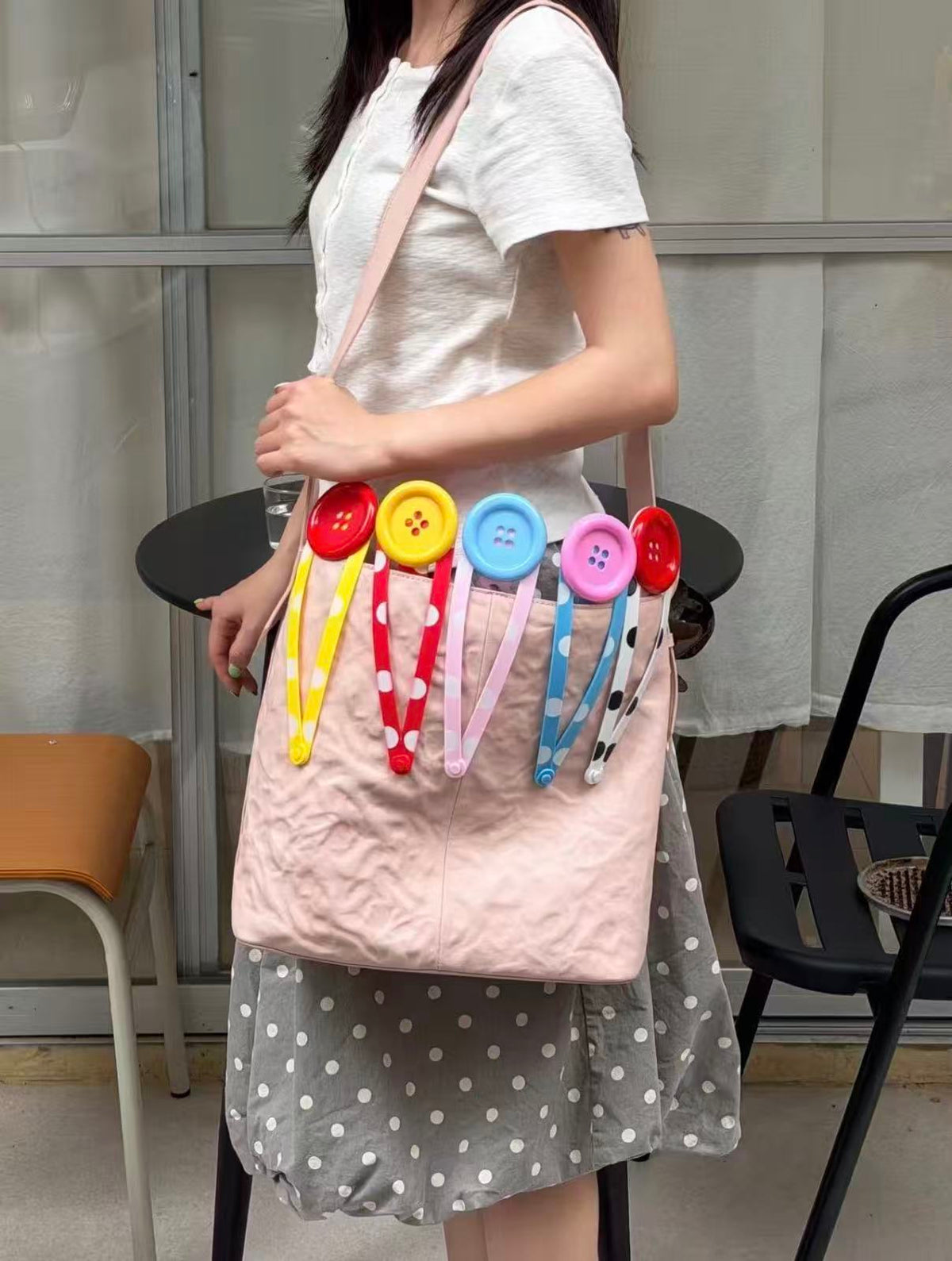 POLKA DOT BUTTON OVERSIZED HAIR CLIPS / HAIR PIN
