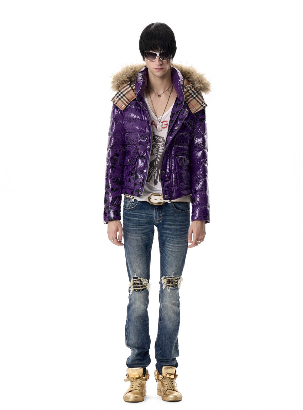 Leopard glossy padded jacket styled