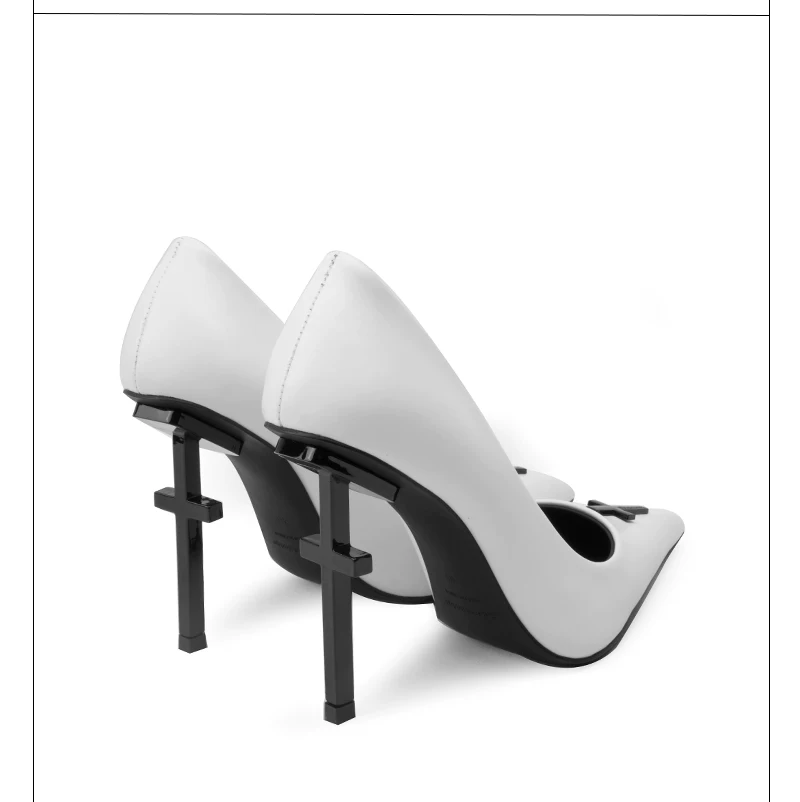 White Gothic Cross Heels