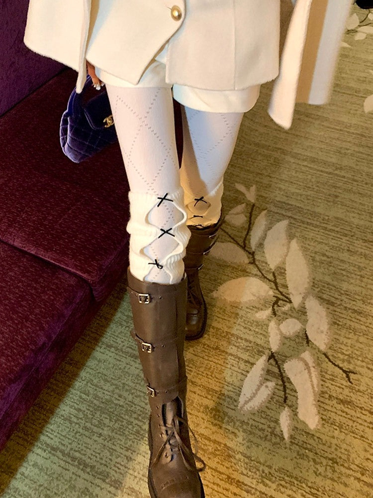 Ribbed Knit Cutout Bow Leg Warmers
