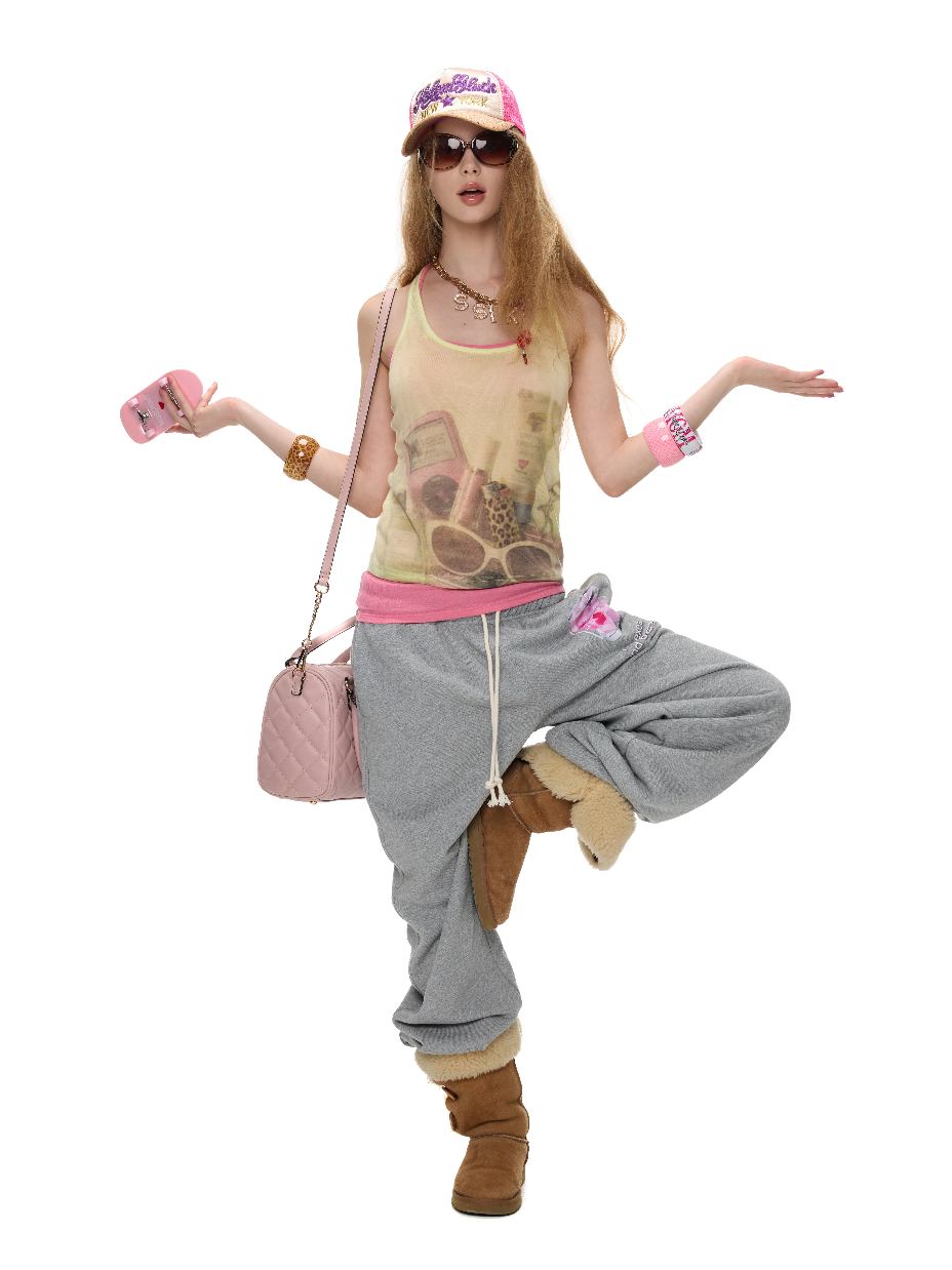 NORGIRA | Carry All Plastic Bag Print Fitted Tank Top