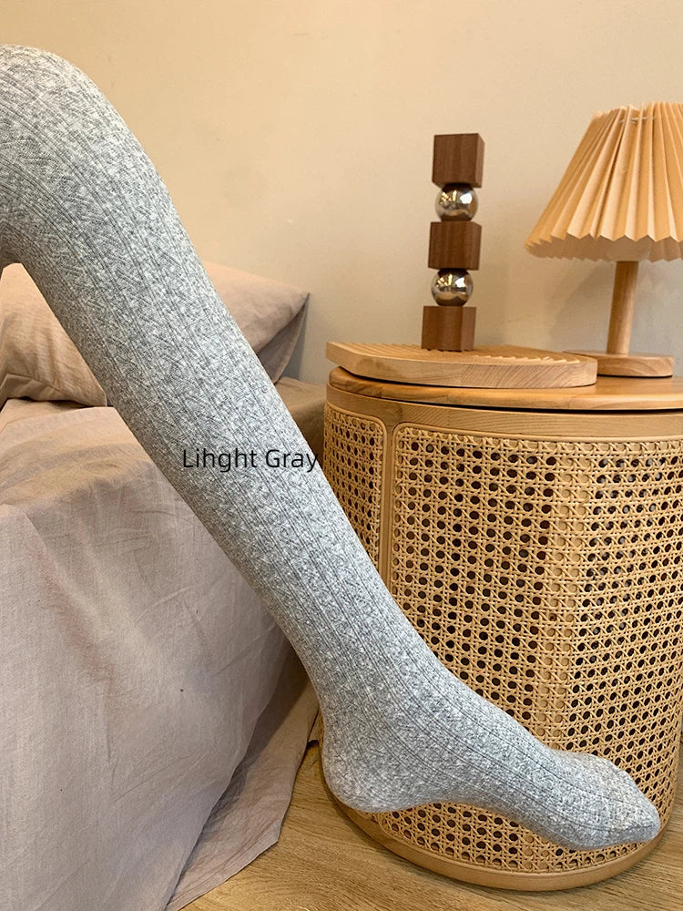 Fleece-Lined Bare-Leg Illusion Tights (Full-Foot / Stirrup)