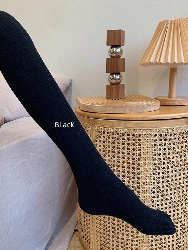 Fleece-Lined Bare-Leg Illusion Tights (Full-Foot / Stirrup)