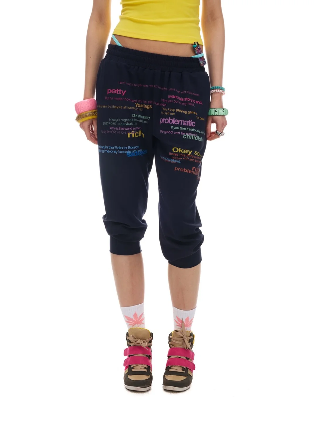 Colourful Slogan Drawstring Sweatpants