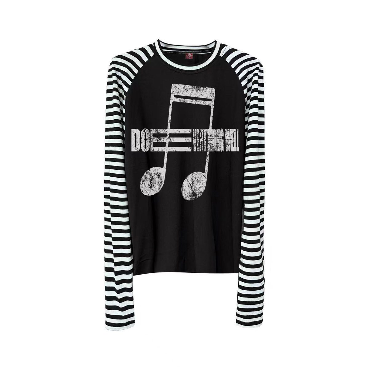 Music Note Striped Raglan Sleeve Top