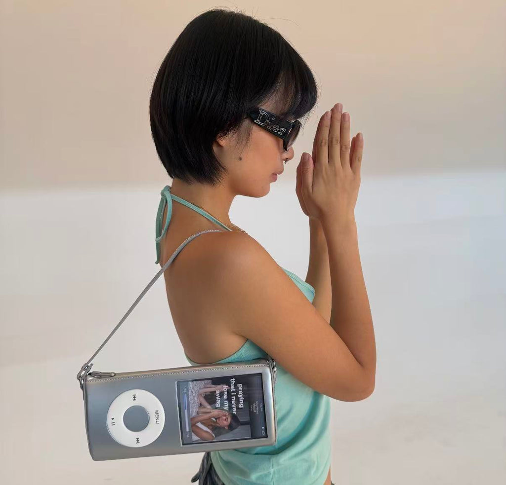 Retro MP3 Music Player Shoulder Bag - Silver