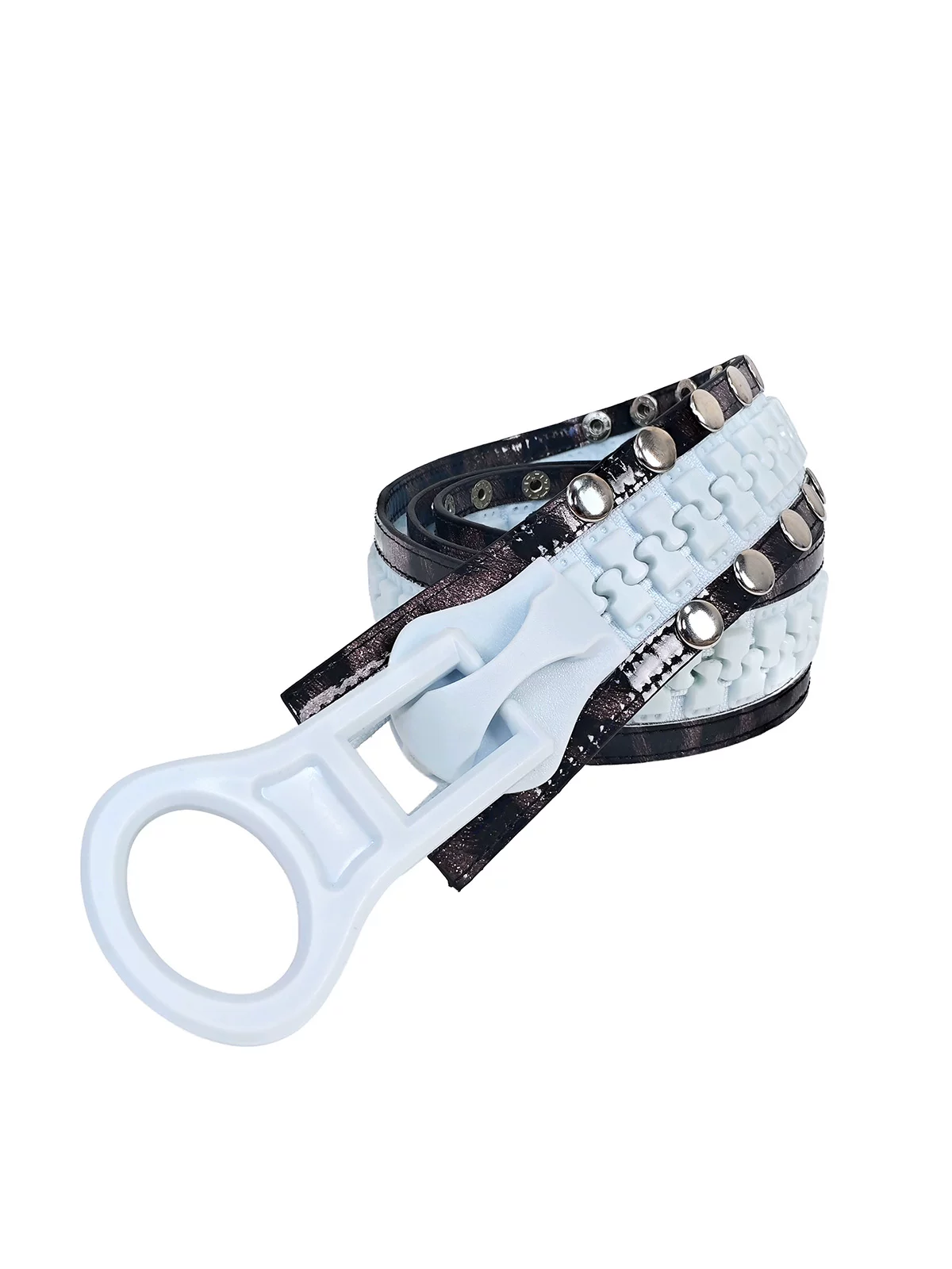 FOURTH3EX OVERSIZED ZIPPER STUDDED BELT