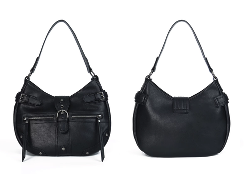 Vintage Textured Half-Moon Leather Bag