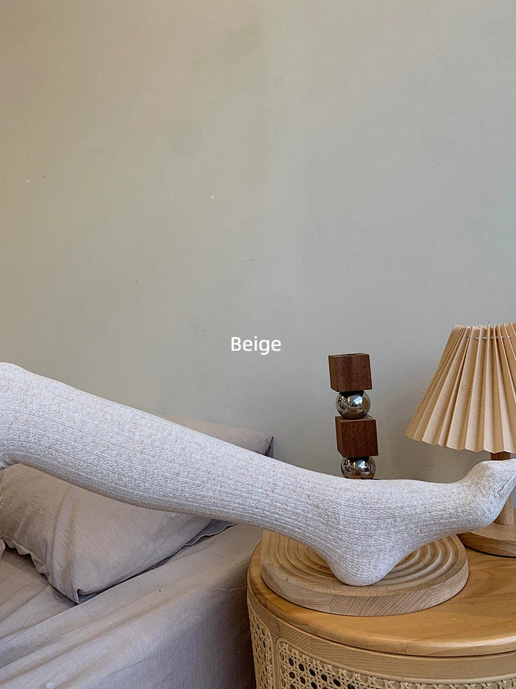 Fleece-Lined Bare-Leg Illusion Tights (Full-Foot / Stirrup)