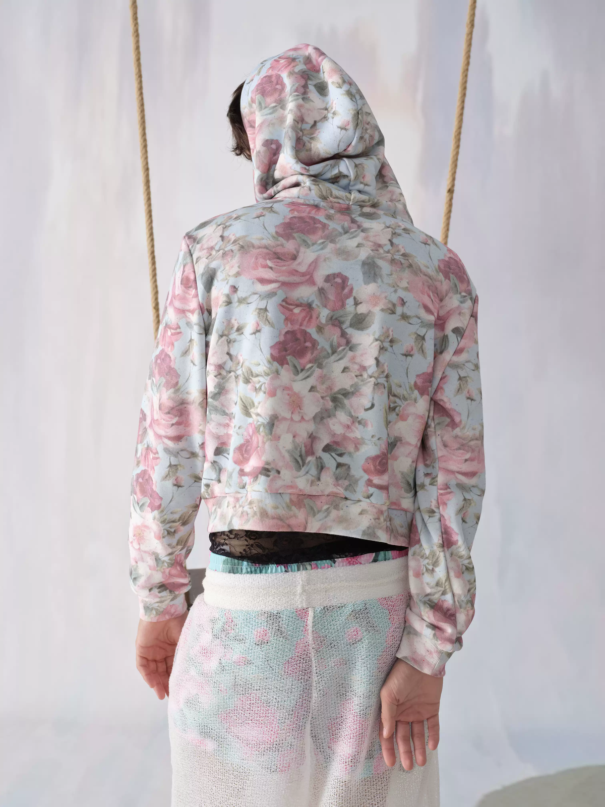 Pastel Floral Long Sleeve Top – "Silent Flowers Knowing Wind" Graphic