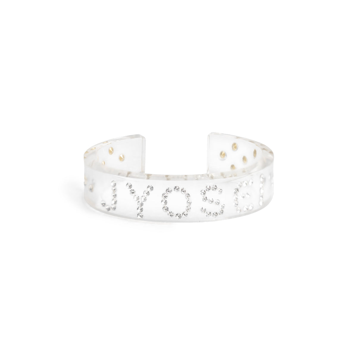 Aria Clear Acrylic Rhinestone Letter Slim Open Cuff Bracelet