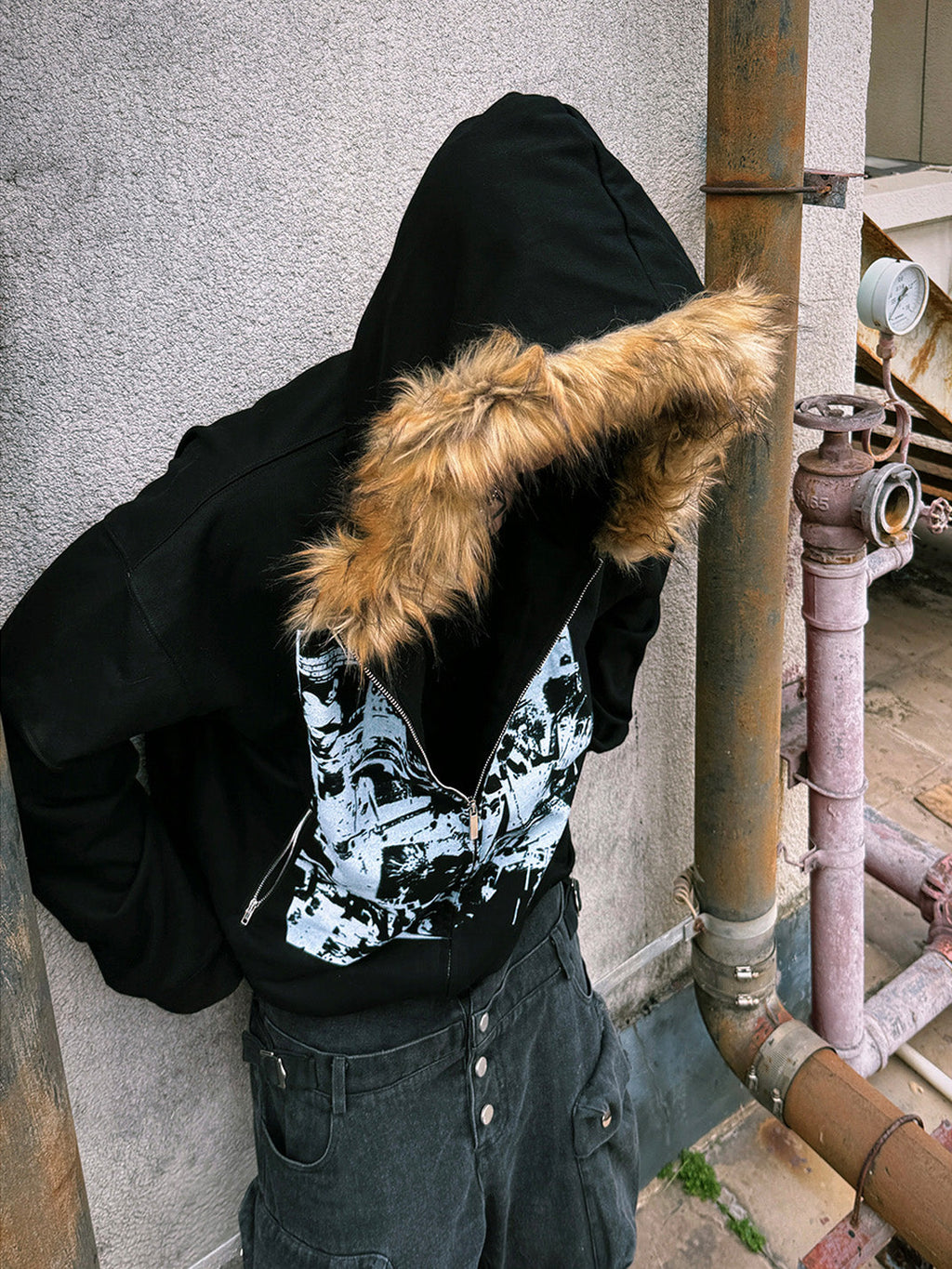 PAIKI Vintage Rock Band Print Hoodie
