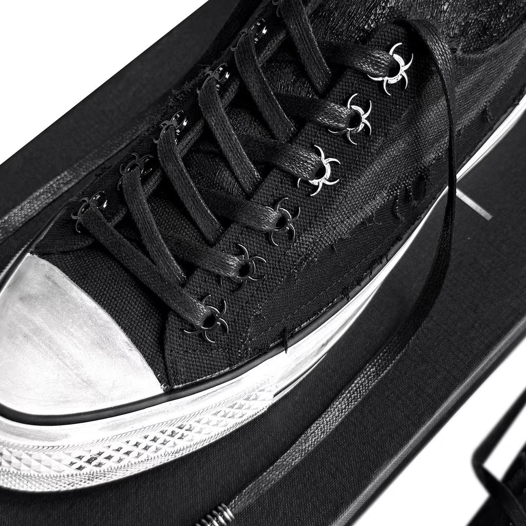 Scar Lace Sneaker – Black Distressed Gothic Lace-Up Sneakers