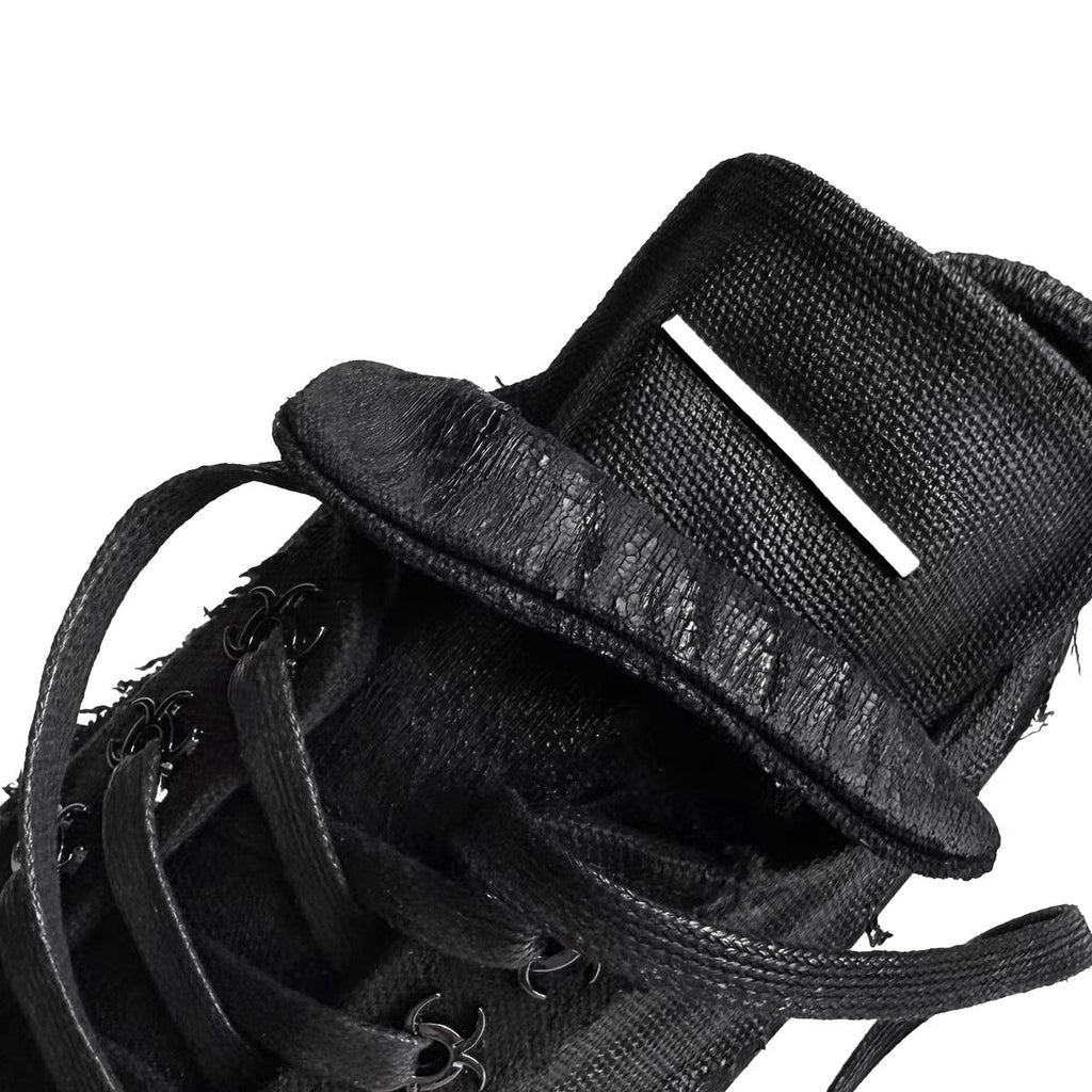 Scar Lace Sneaker – Black Distressed Gothic Lace-Up Sneakers