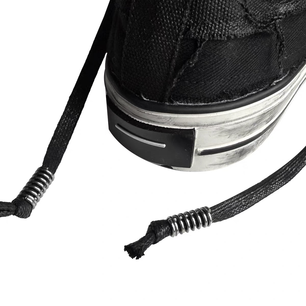 Scar Lace Sneaker – Black Distressed Gothic Lace-Up Sneakers