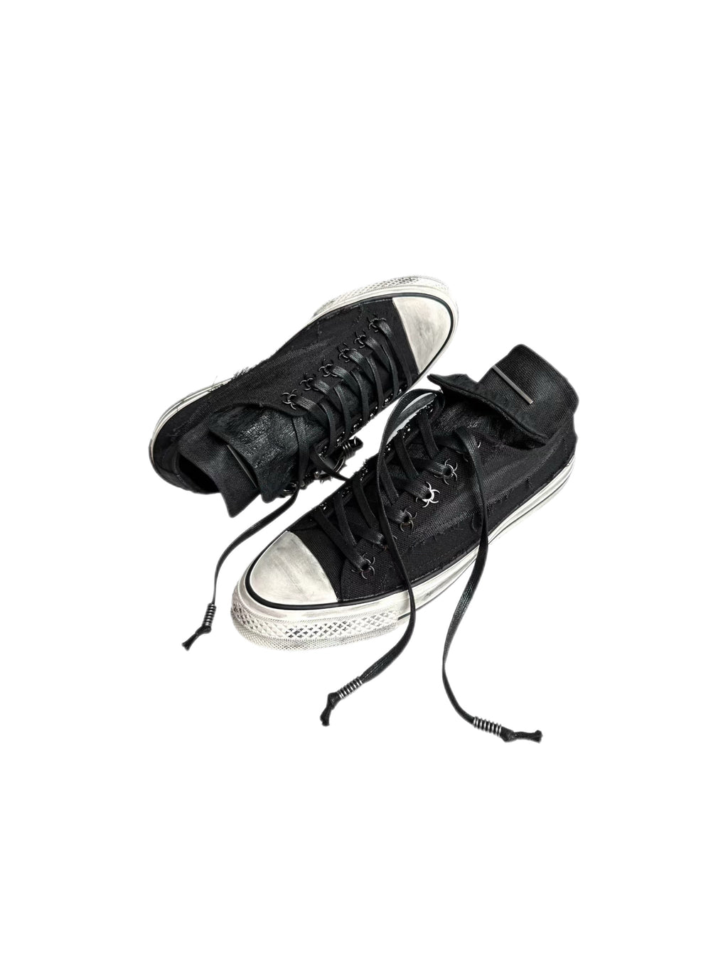 Scar Lace Sneaker – Black Distressed Gothic Lace-Up Sneakers