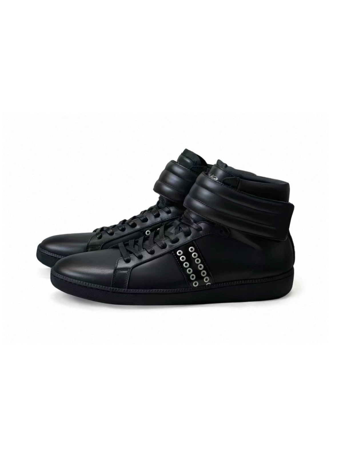Cowhide Retro Rivet High-Top Sneakers - back