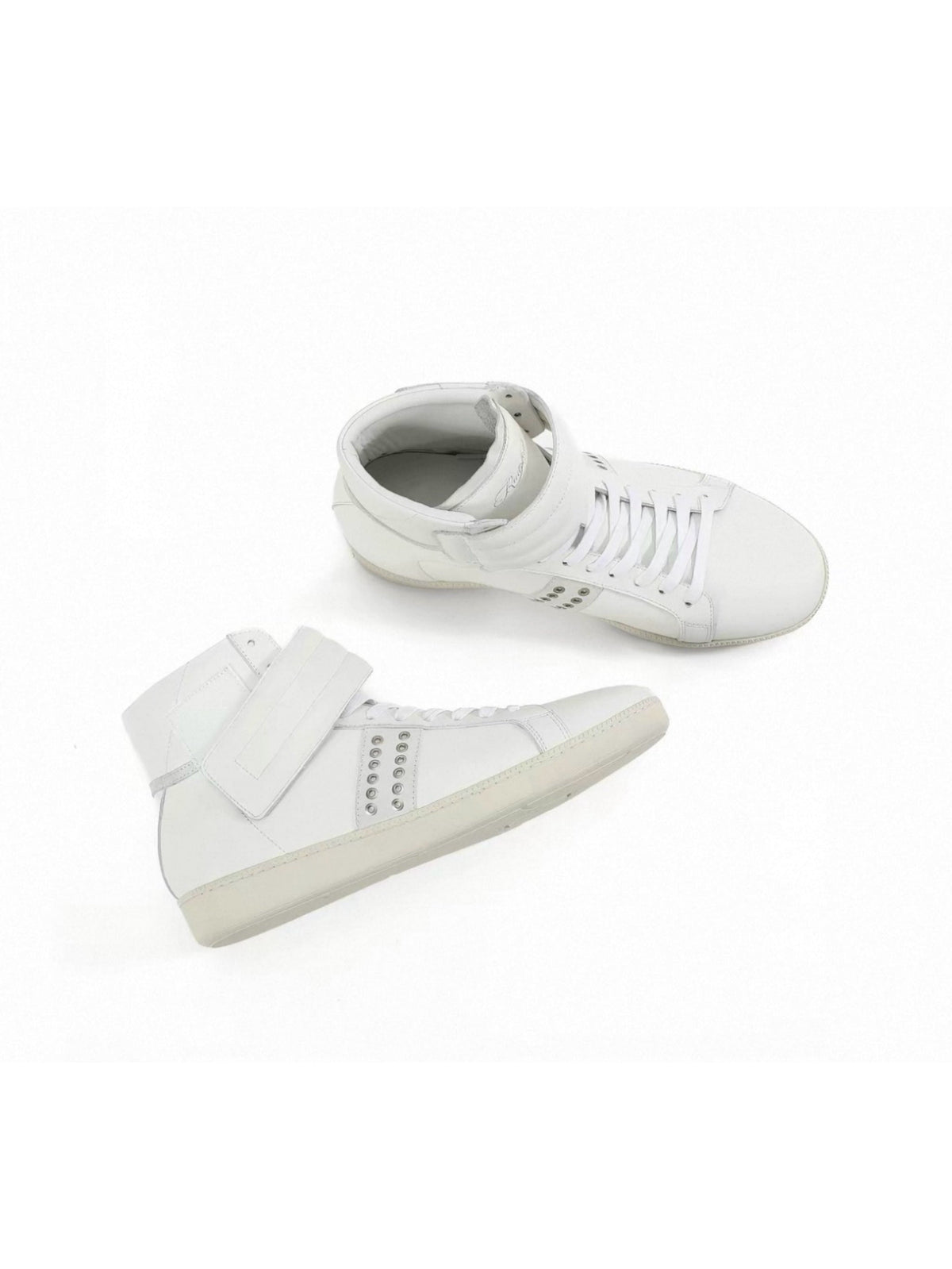 Cowhide retro rivet high-top sneakers