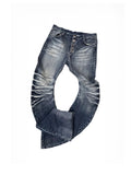 Fog blue cat whisker stacked jeans