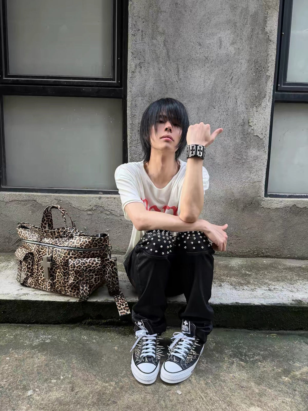 Spiked Low-Top Sneakers – Punk Gothic Spike Streetwear Shoes