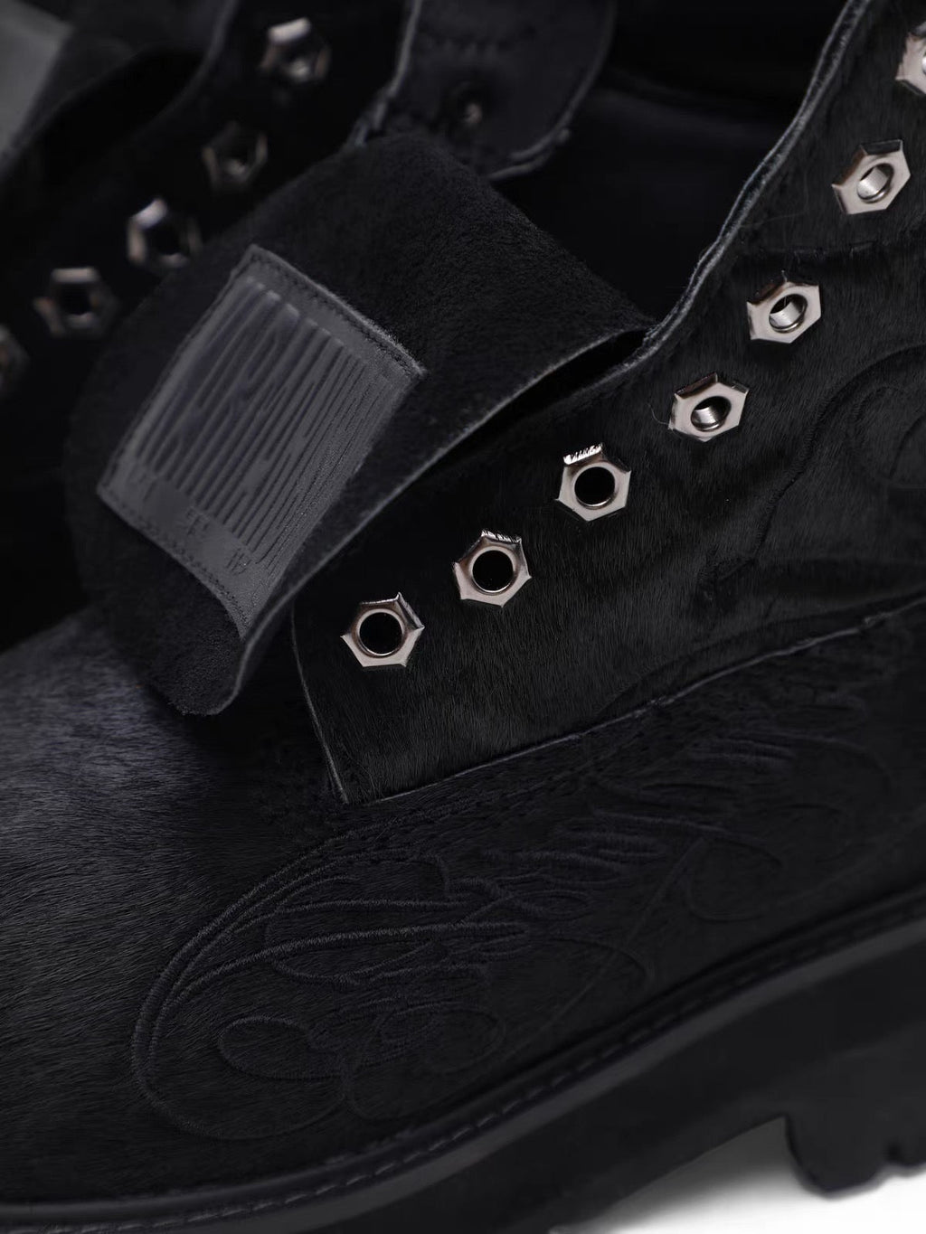 Vintage Horsehair High-Top Boots – Black and Silver Statement Boots