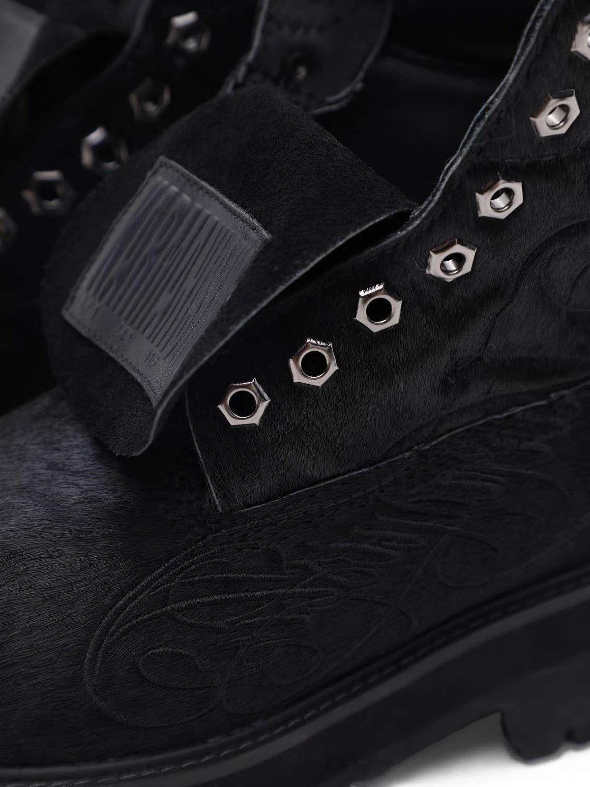 Vintage Horsehair High-Top Boots – Black and Silver Statement Boots