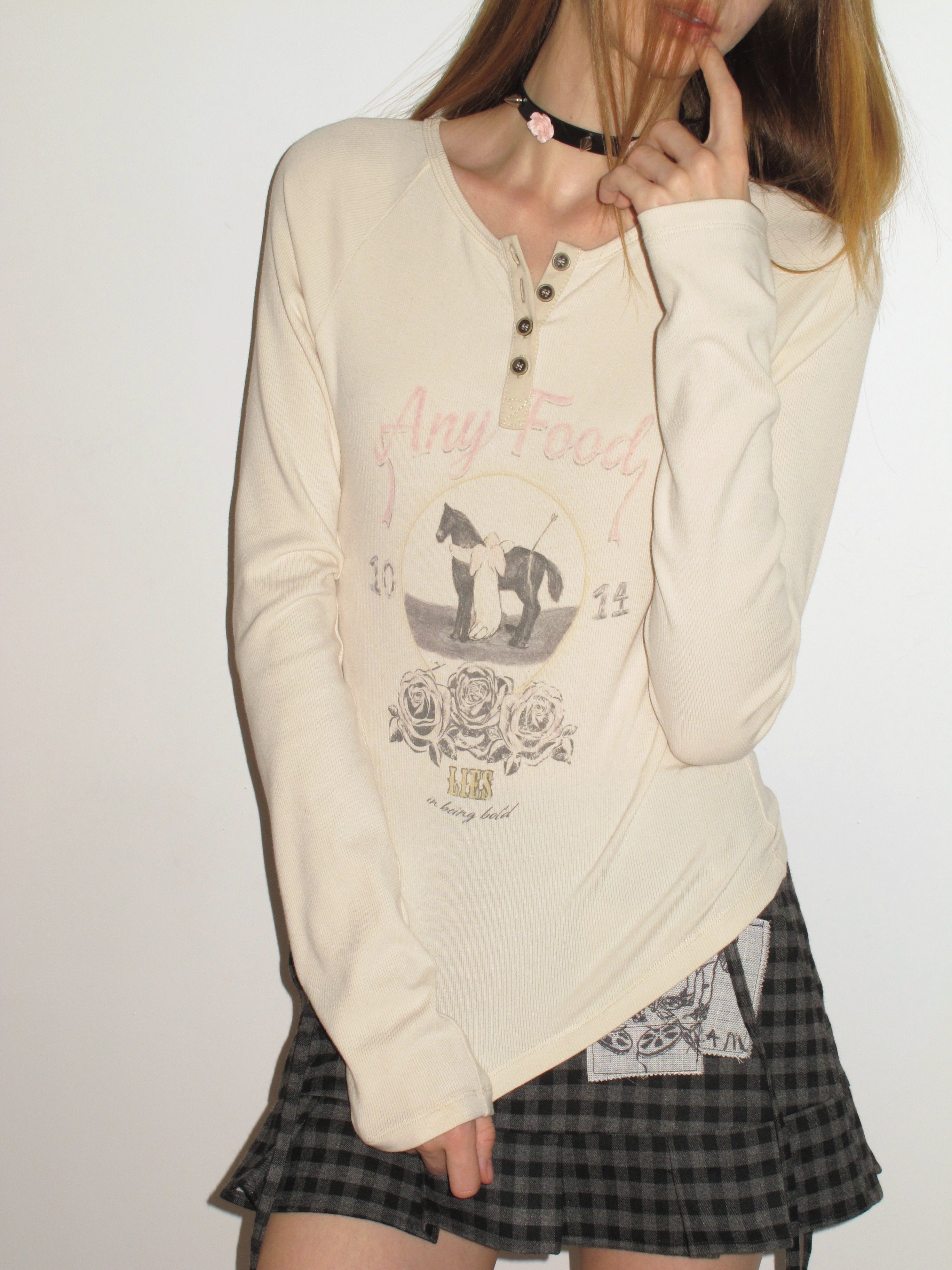 [A001133]90s Sporty Vintage Pony Print Tee - American Retro Style