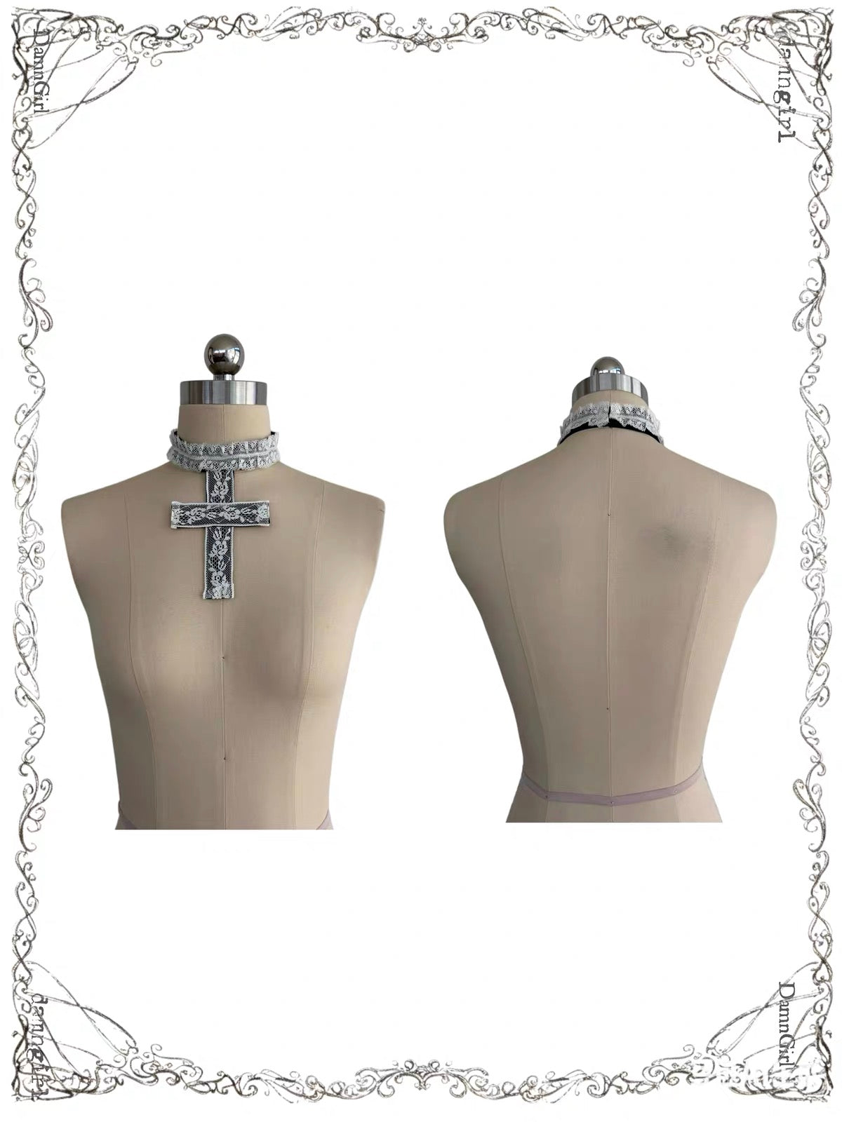 Gothic Silver Cross Choker