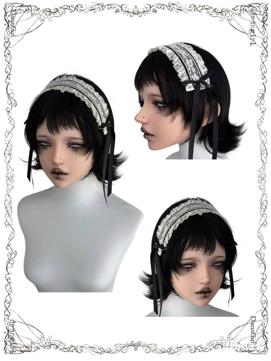 Gothic Ruffled Lace Headband