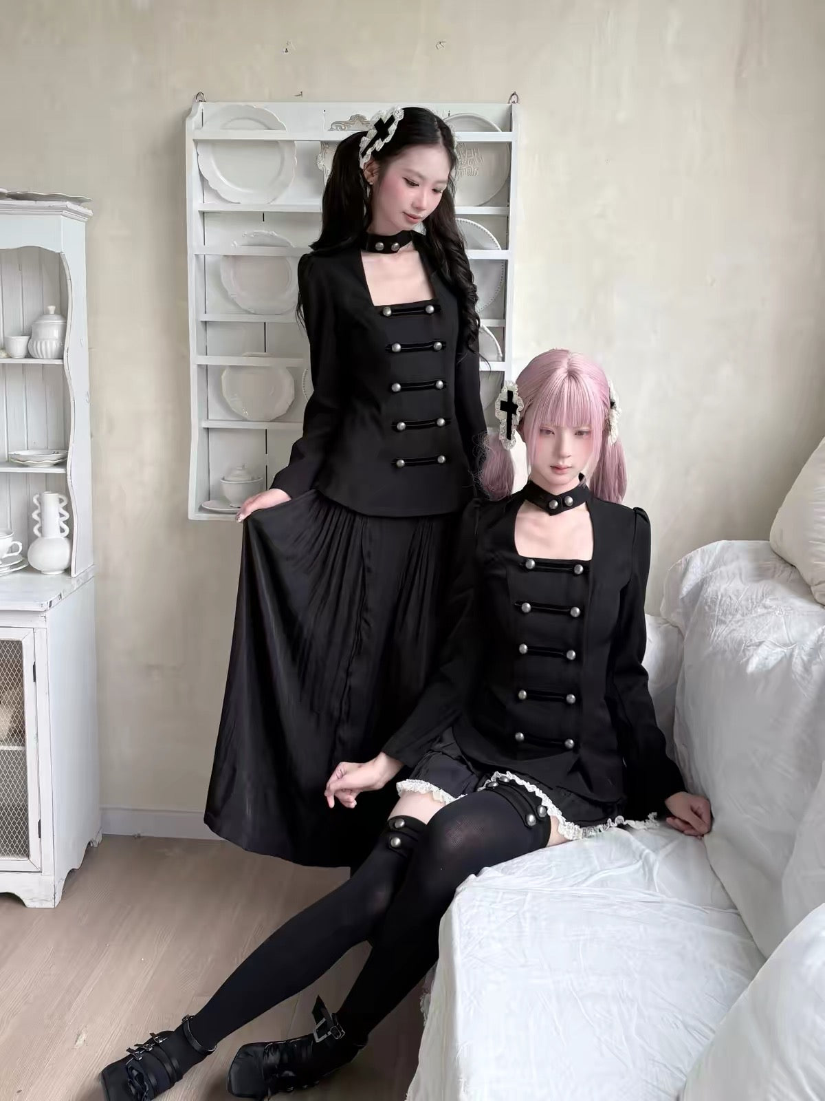 Gothic Cross Maxi Skirt – Black