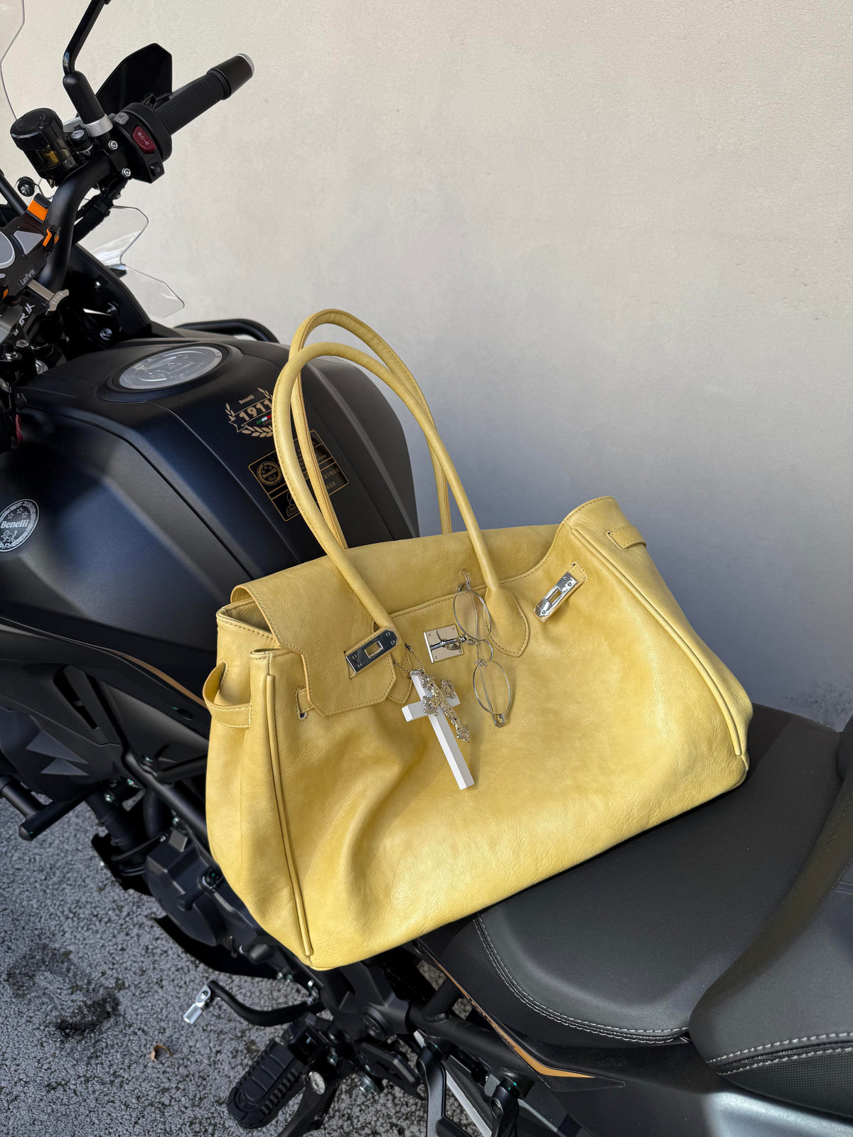 Quilted Leather Tote Firkin Bag PU