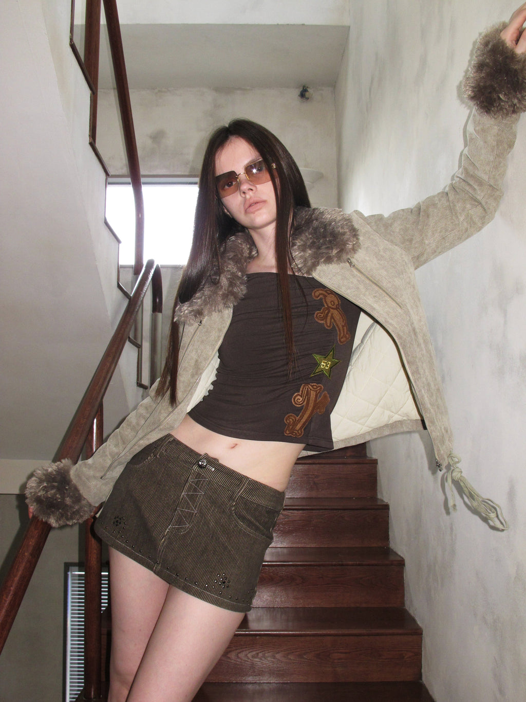 [A001062]Retro Hippie Corduroy Patchwork Jacket