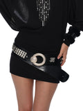 Sloane croco-effect studded rhinestone belt with faux-fur detail