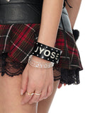 Sloane black and white acrylic rhinestone wide cuff bracelet