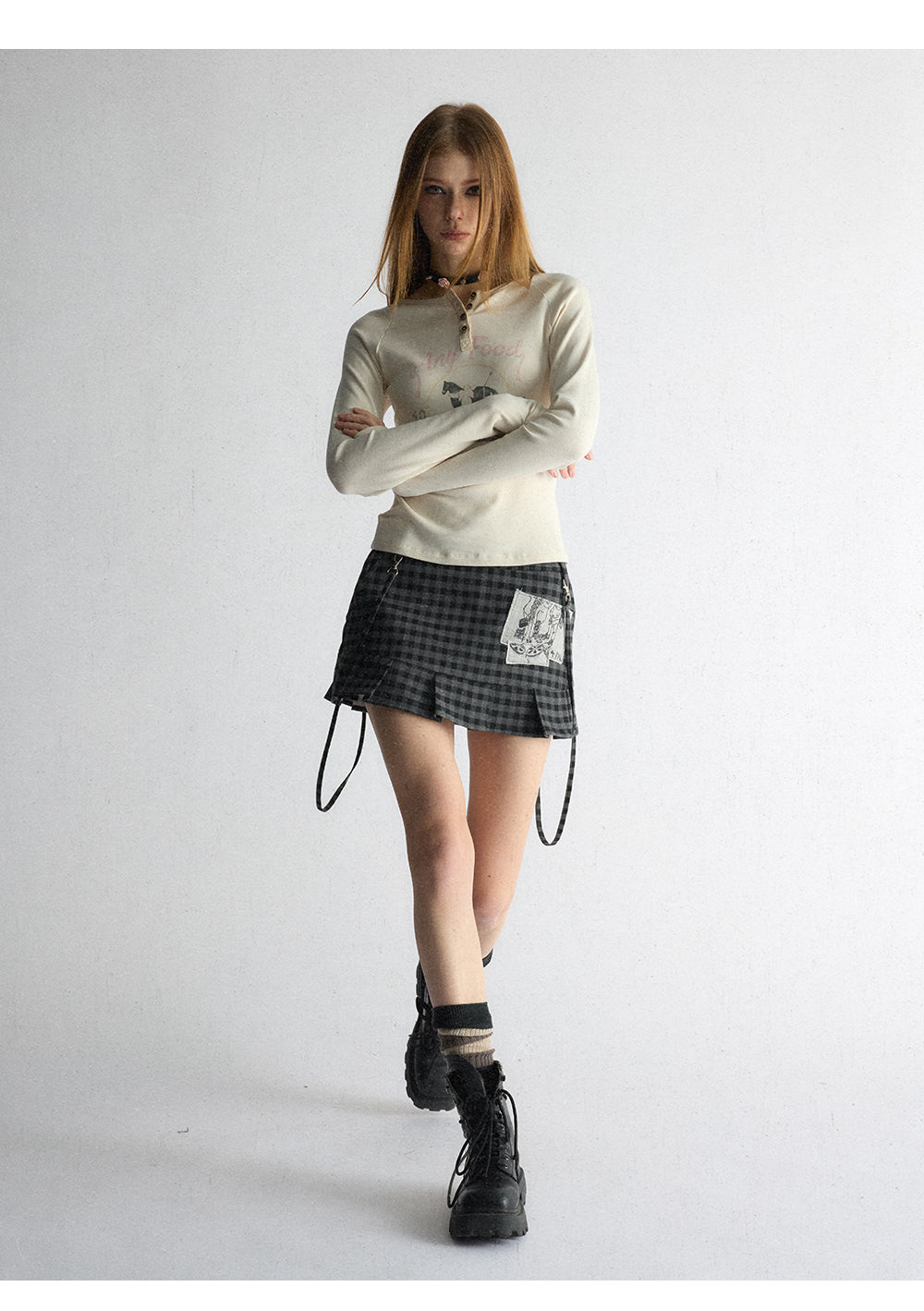 [A001133]90s Sporty Vintage Pony Print Tee - American Retro Style