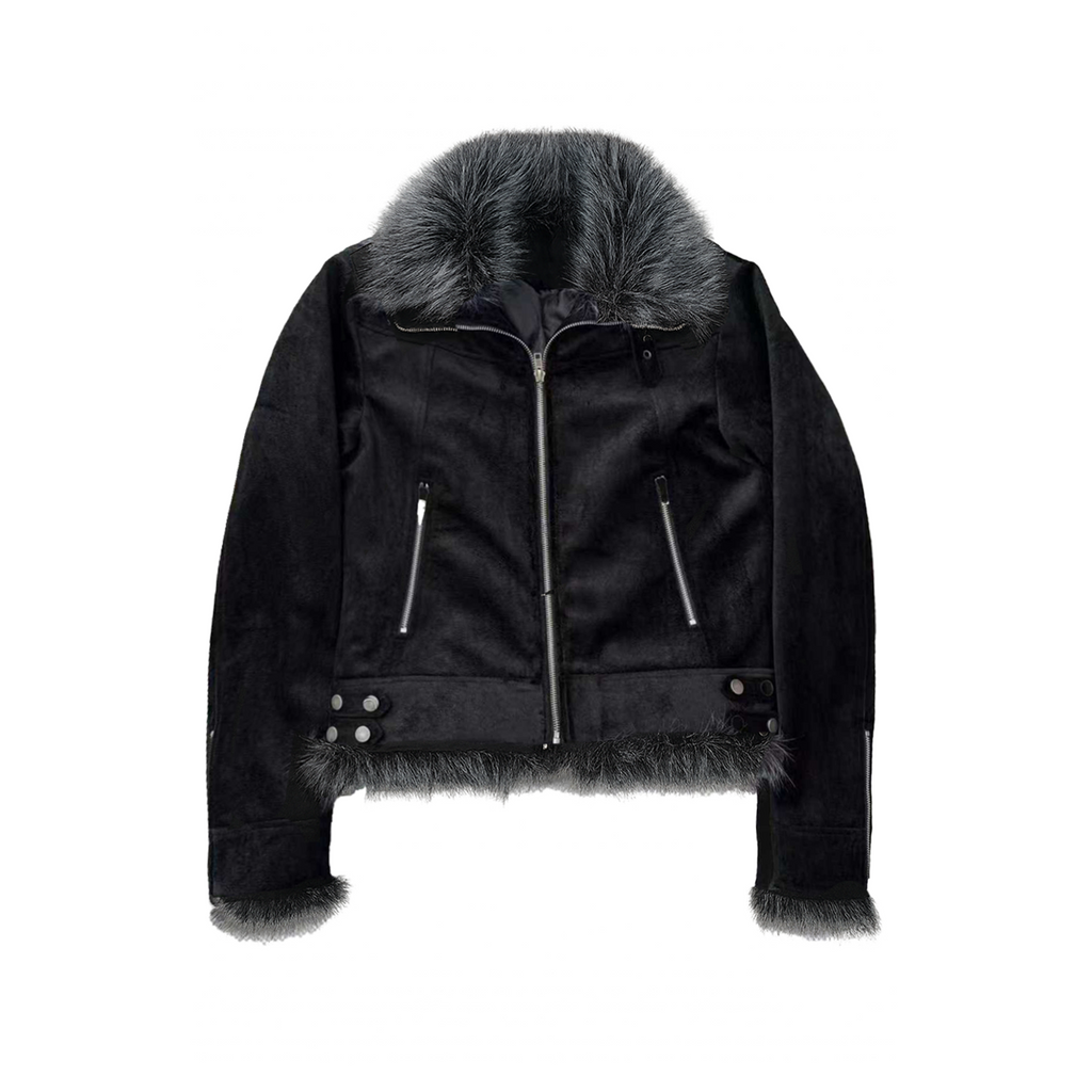 Thick fur collar jacket