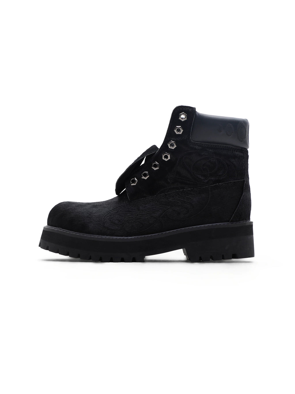 Vintage Horsehair High-Top Boots – Black and Silver Statement Boots