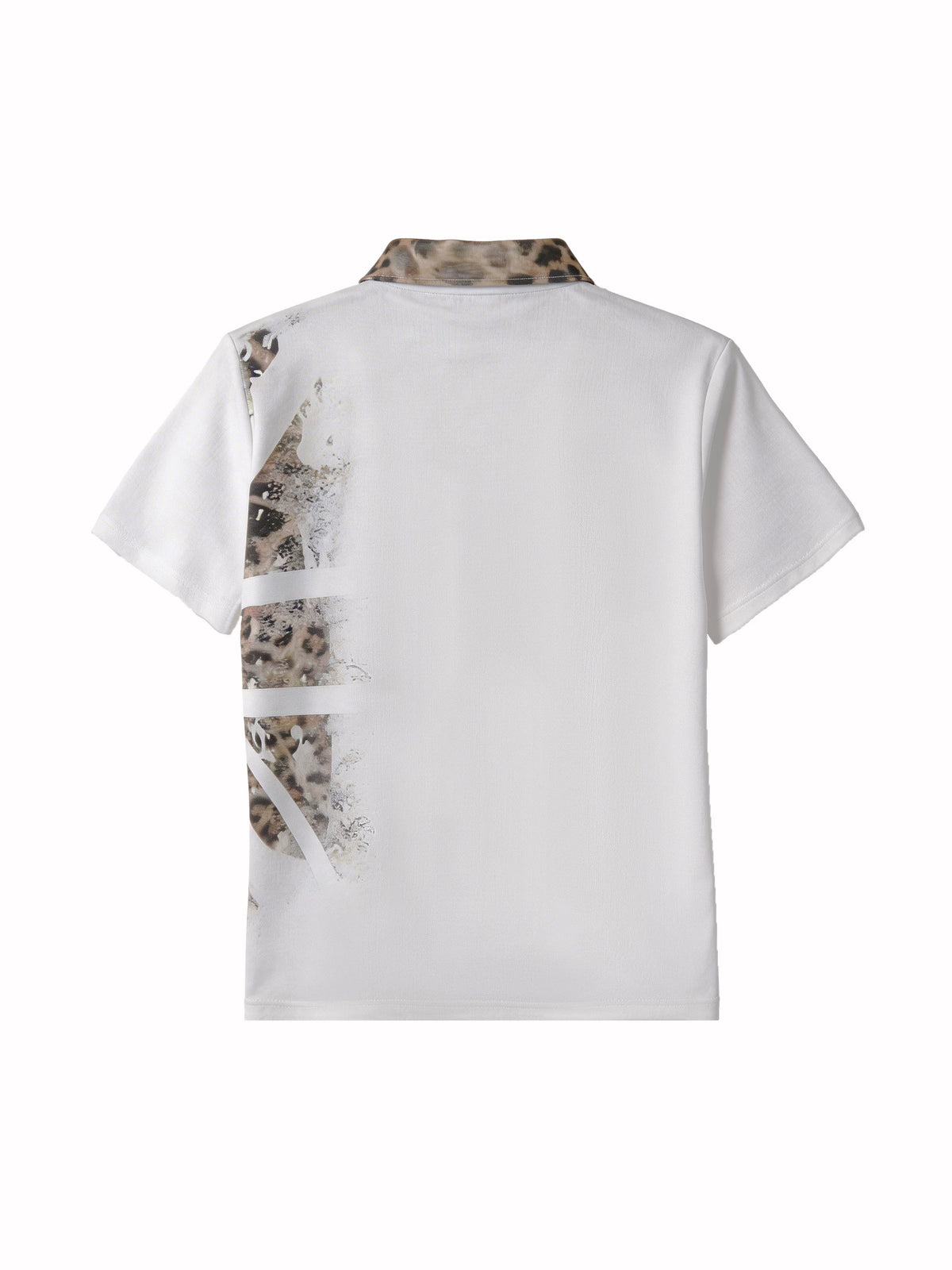 Leopard Print Glitter Polo Shirt - detail