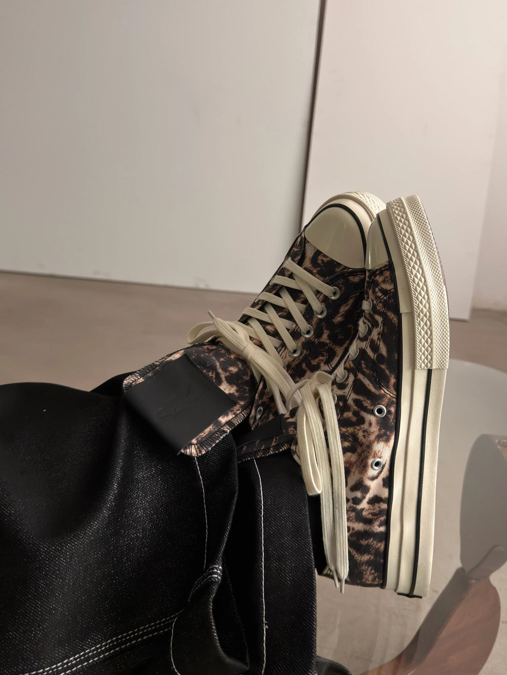 Leopard Print Canvas Shoes – Y2K Animal Print Lace-Up Sneakers